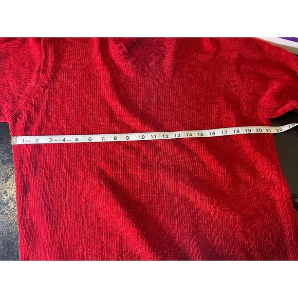 Express Tricot Red V Neck Long Tunic Sweater Sz M - Picture 6 of 9